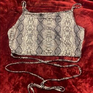 Faux snake skin printed crop top